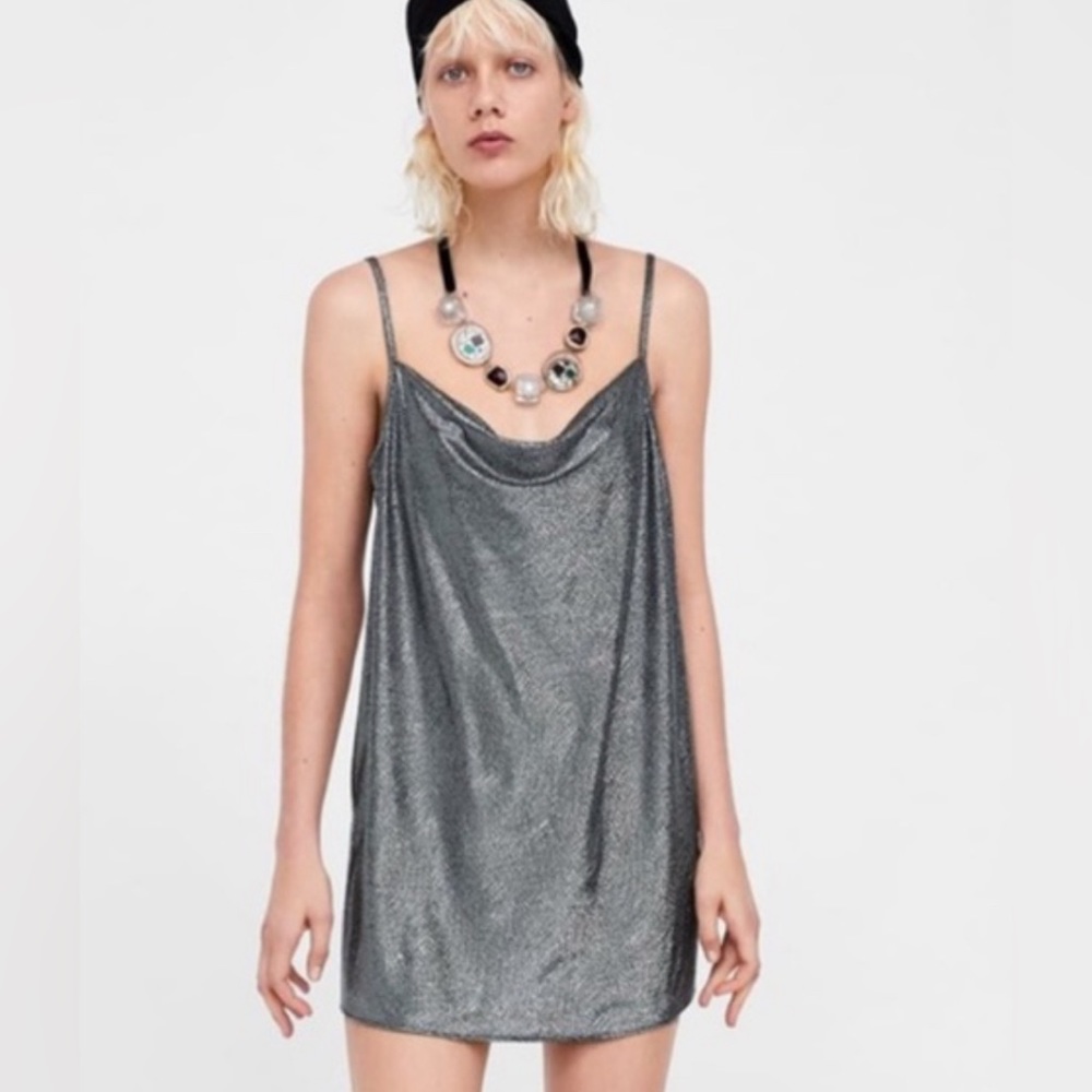 Zara Basic Metallic Shift Dress